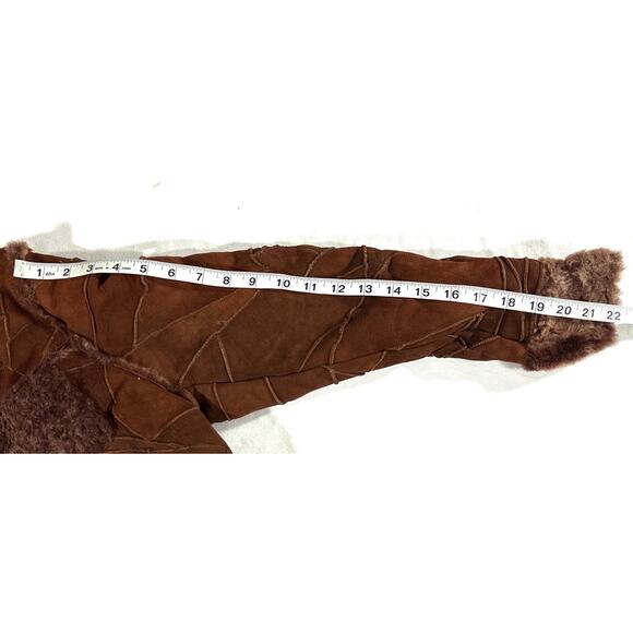 Express Women’s 100% Lamb Shearling Patchwork Fur Jacket Brown Hook Closure M - Picture 5 of 11